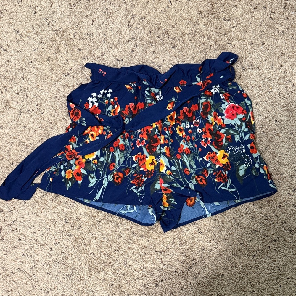 Floral Print Navy Blue Romper